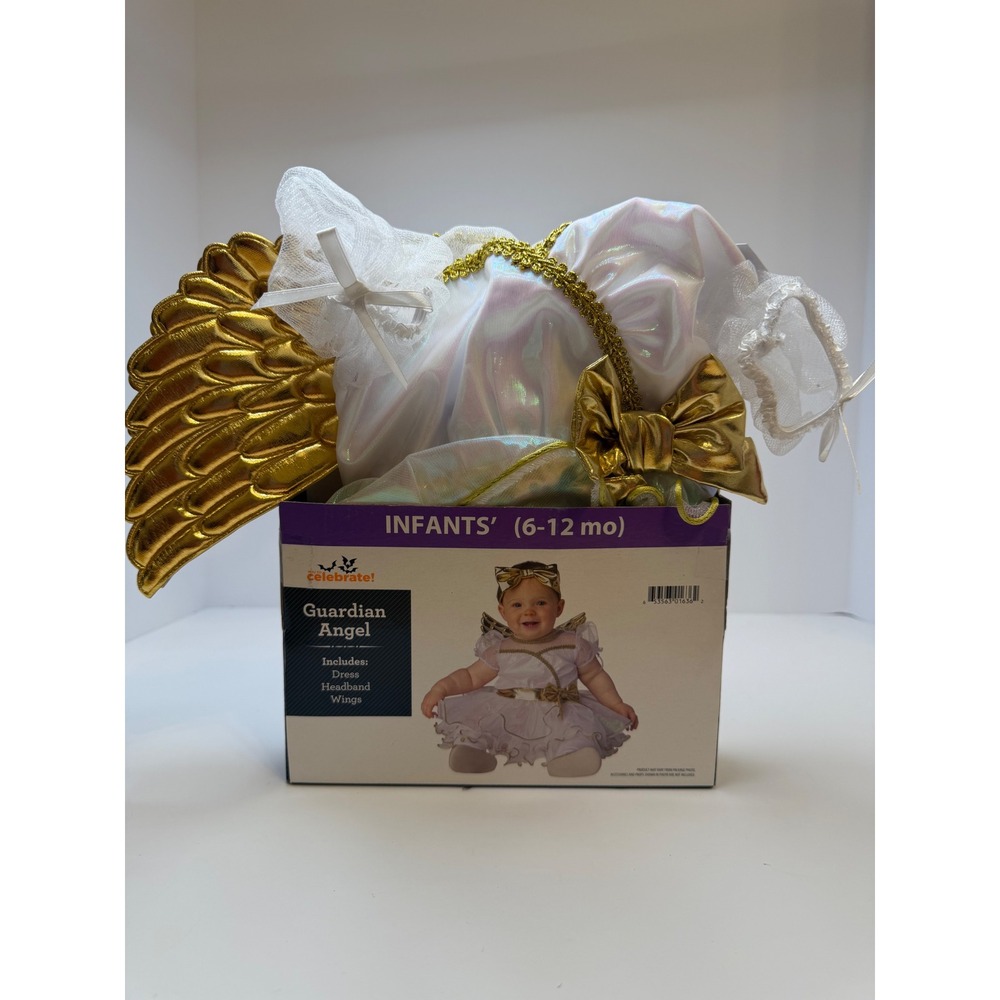 Way to Celebrate Guardian Angel Infant Costume 6-12 Months Dress Headband Wings